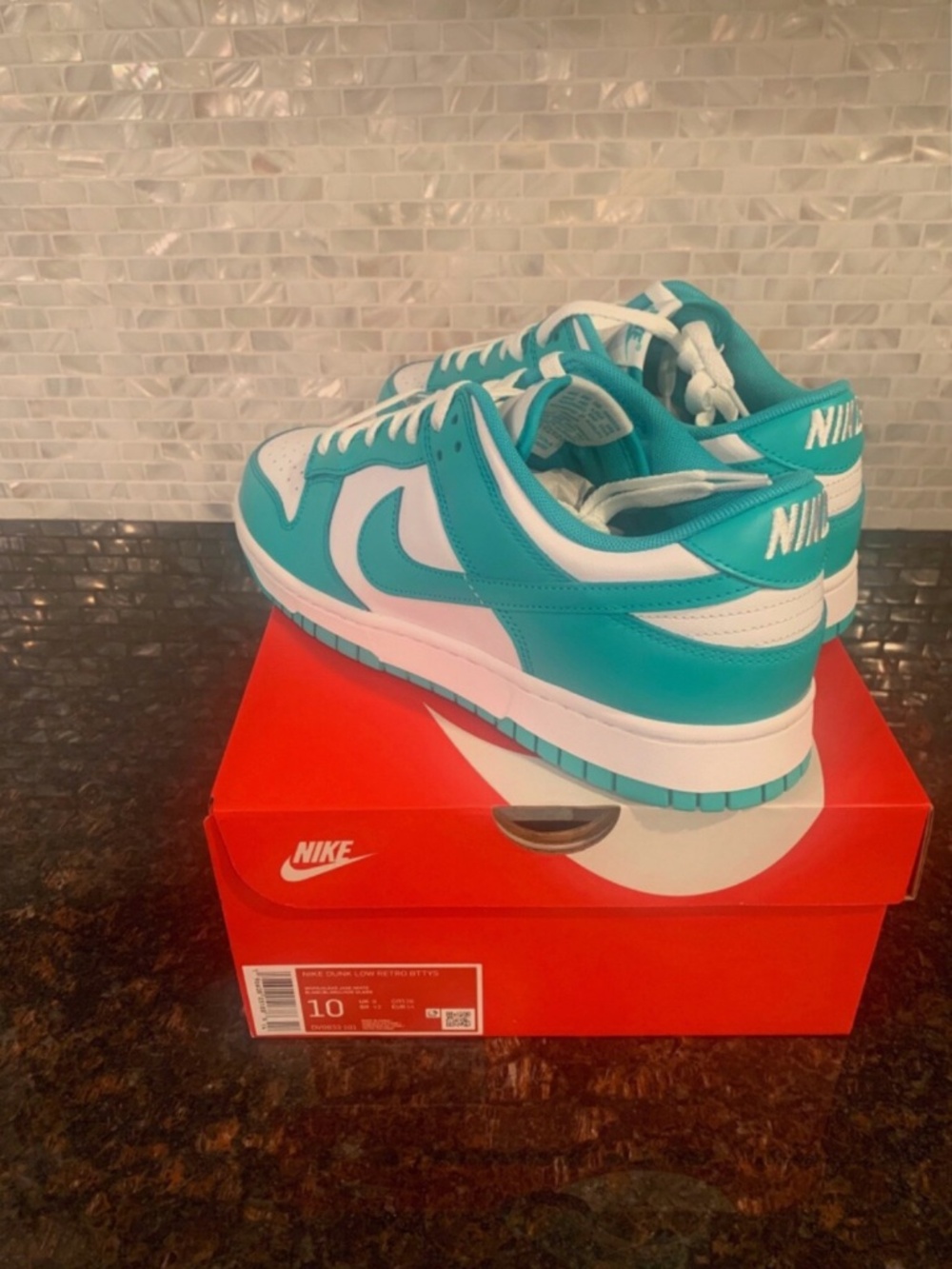 Nike Dunk Low 'Teal' sneakers in US 10 Teal and white color blocking with Nike s